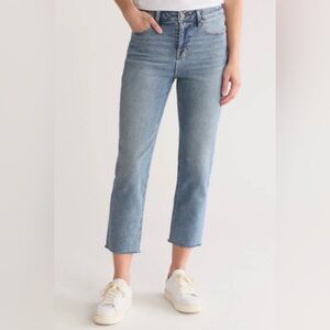 Vigoss Stevie Crop Straight Jeans Light Wash Raw Hem Womens 27 Mid Rise